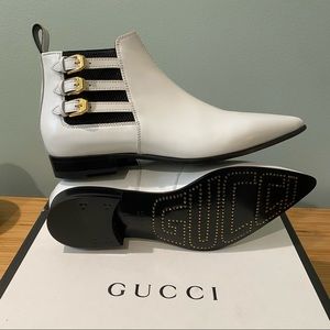 GUCCI Monogram Jumbo GG Cordovan Lux Zelda Harness Riding Boots